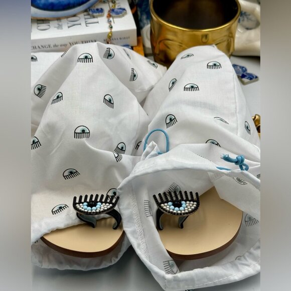 🆕 CHIARA FERRAGNI 🧿 NWOT Flirting Leather Toe Ring Sandal, Black - Sz 36 - Picture 15 of 16